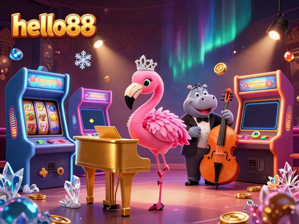 Engage in thrilling gaming adventures with hello88 featuring vibrant casino characters and classic slot machines.