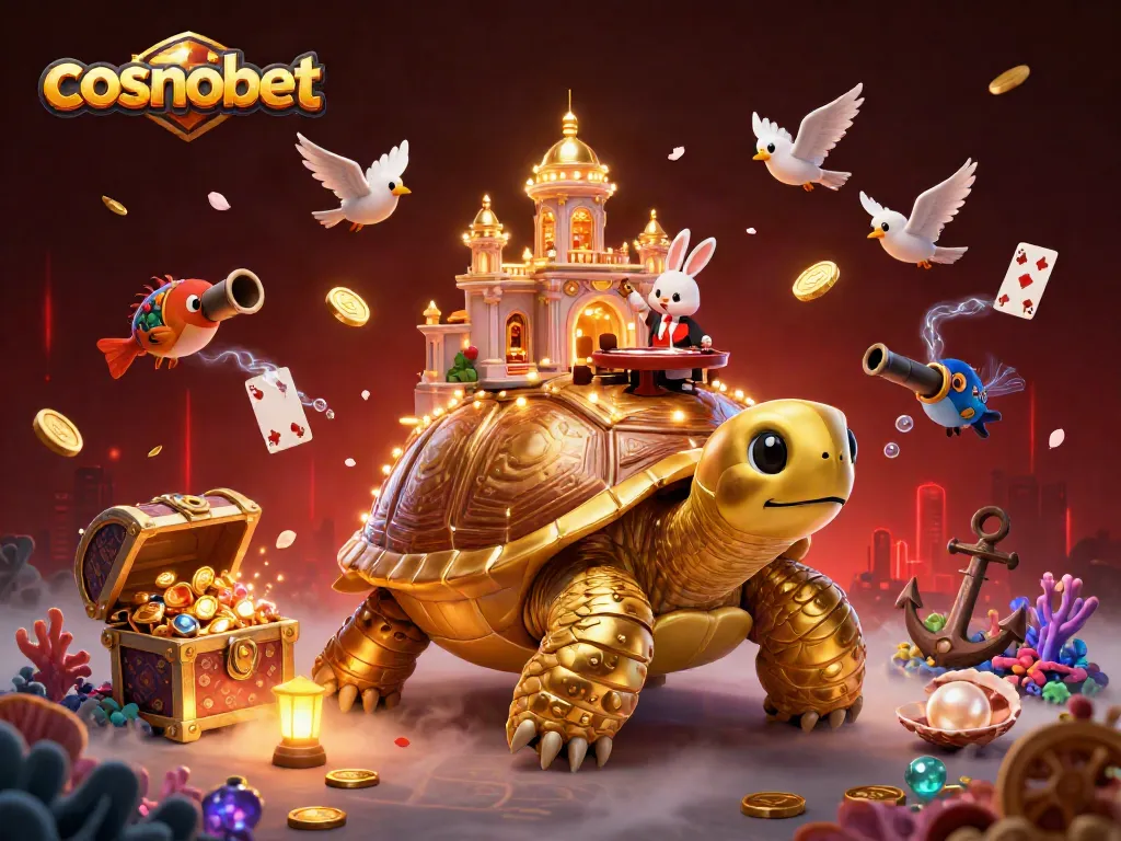 Experience cosmobet at a vibrant casino scene with unique characters and dynamic gaming elements.