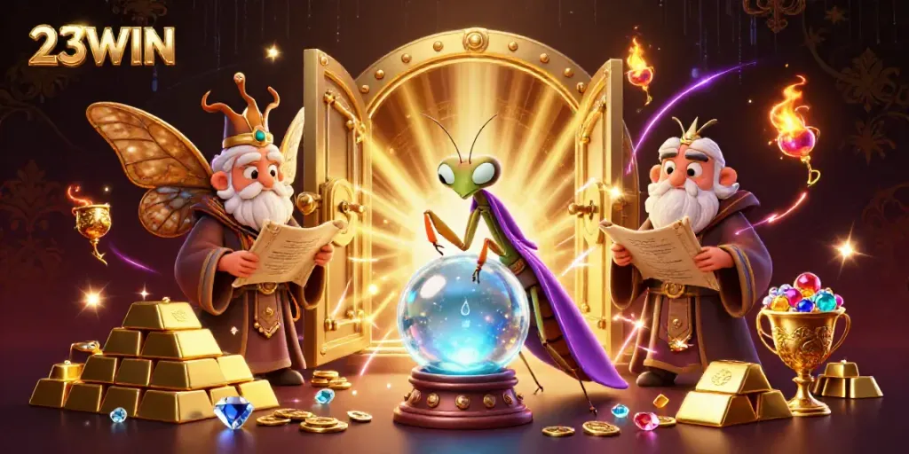 Experience thrilling excitement with 23WIN’s vibrant casino adventure featuring mystical characters and treasures.
