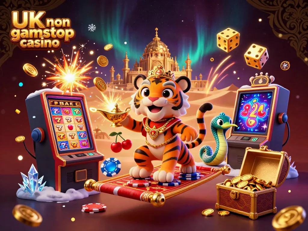 Experience the excitement of UK non gamstop casino games with a magical 3D scene full of vibrant colors and dynamic elements.