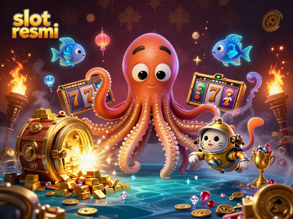 Experience thrilling excitement with slot resmi amidst treasures from a colossal kraken and diving cat
