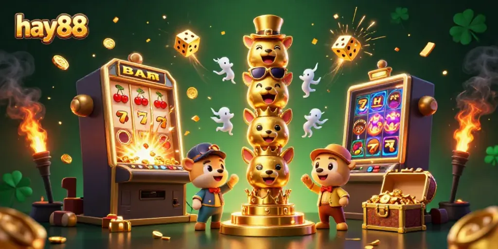 Engaging scene showcasing the vibrant hay88 gaming experience with golden totem and slot jackpot.