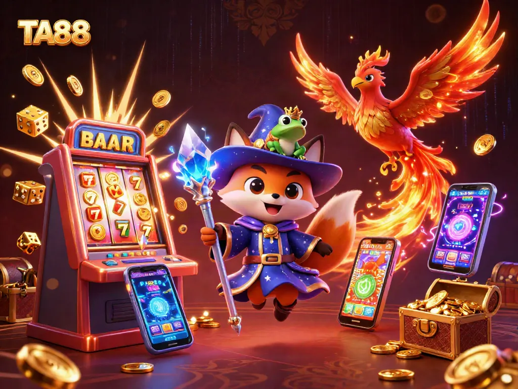 Experience the magic of TA88 with dynamic 3D cartoon scenes showcasing thrilling casino games.