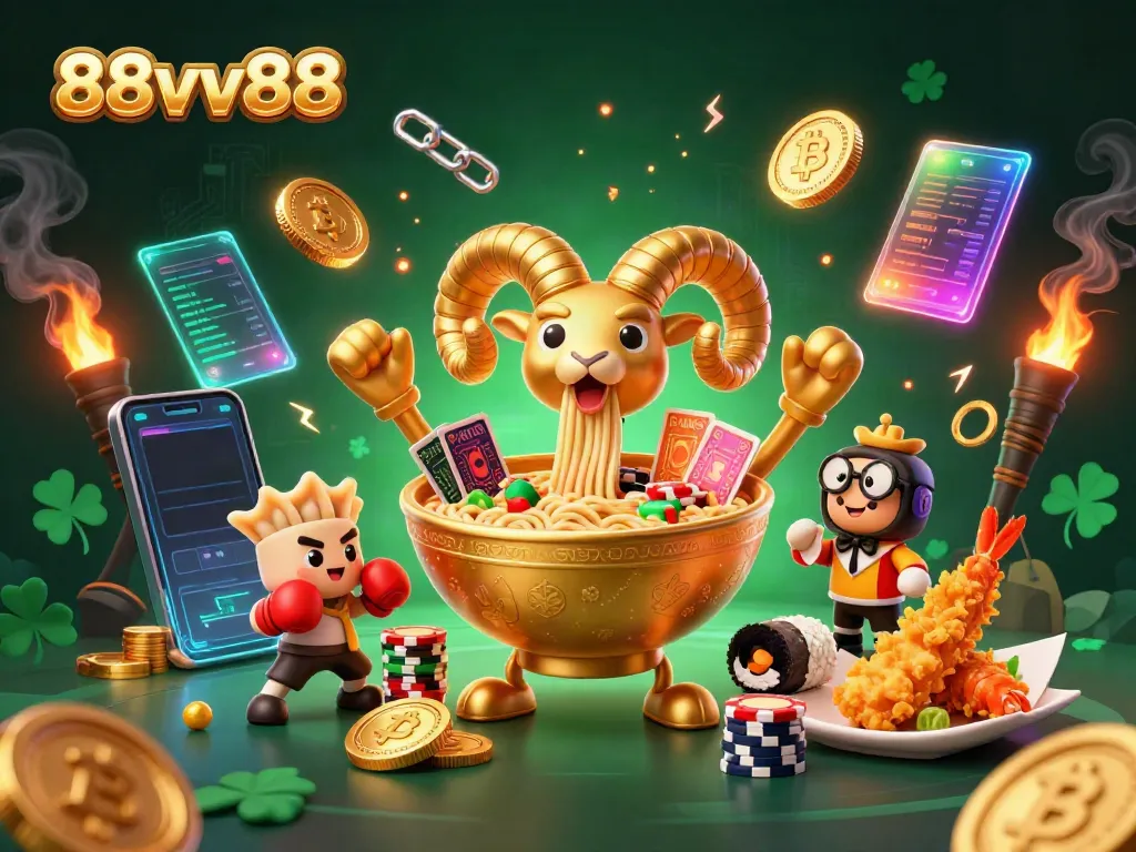 Experience the excitement of 88vv88 with vibrant 3D casino characters and dynamic crypto elements.