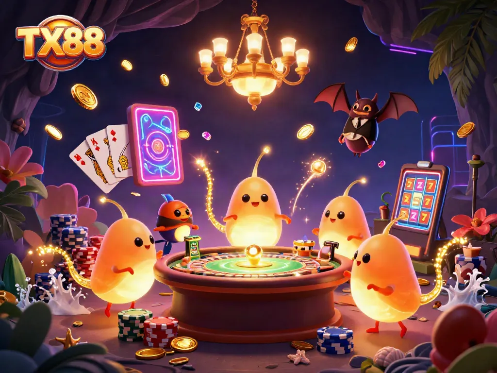 Experience thrilling gameplay at TX88 with vibrant casinos and glowing elements!
