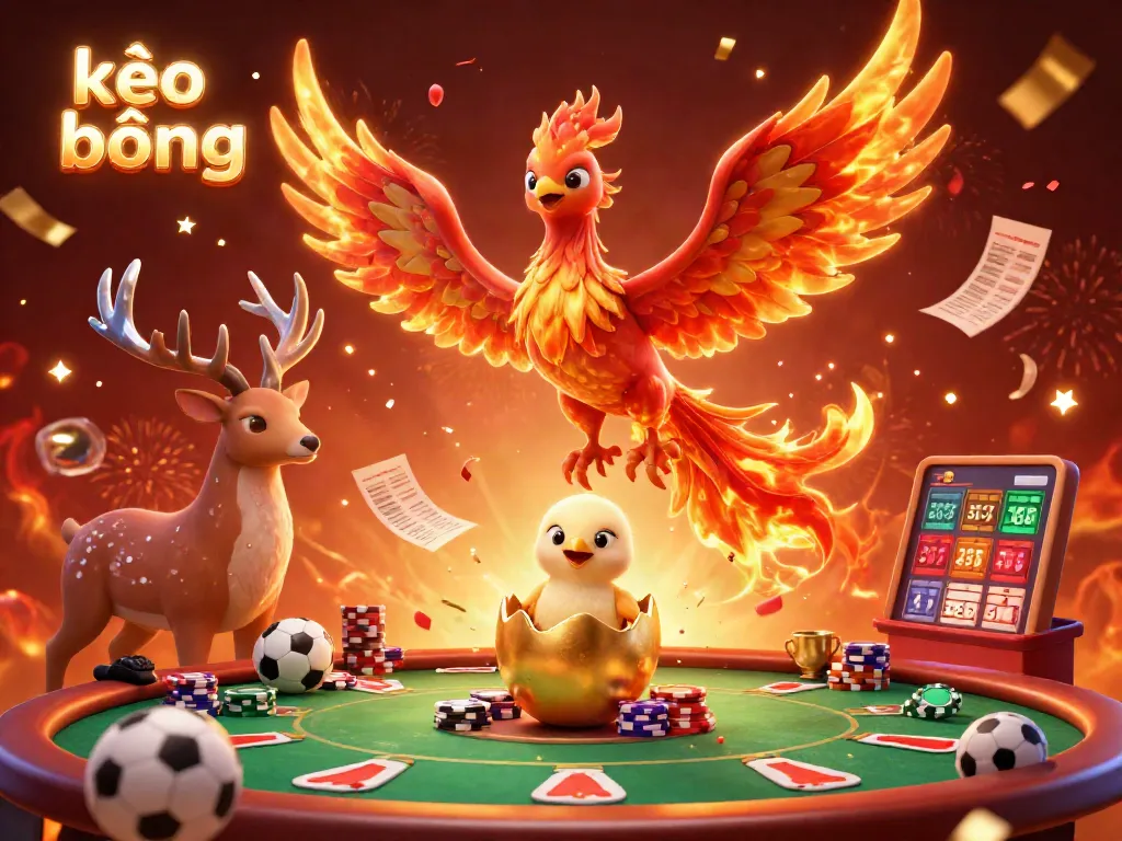Experience the excitement of kèo bóng đá with vibrant sports betting elements and dynamic characters.