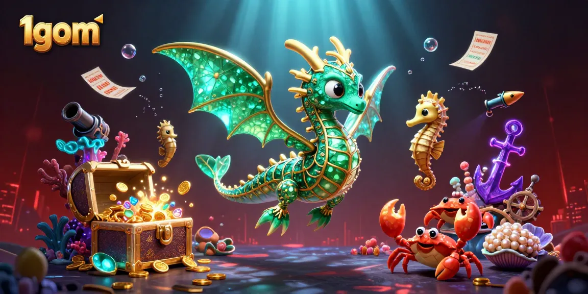 Engage in thrilling bets with 1gom's dynamic 3D underwater casino scene filled with treasure.