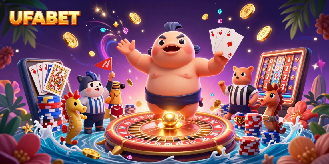 Experience thrilling gaming action with UFABET in this vibrant underwater casino scene full of fun and excitement.