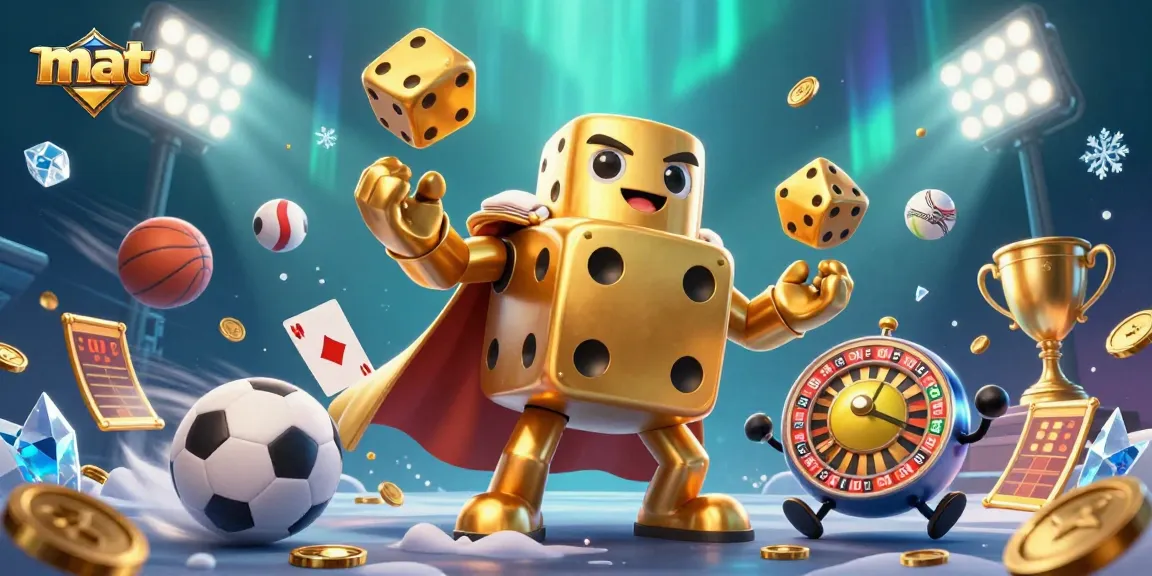 Bet on sports at mat with a vivid scene featuring dynamic gambling elements and cartoon characters.