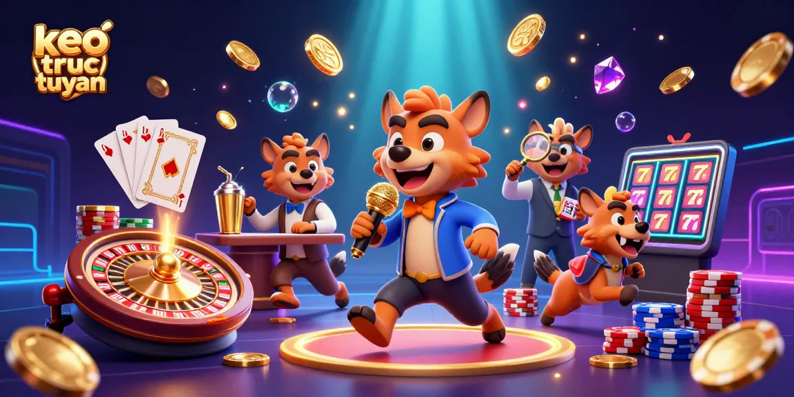 Experience the excitement of keo truc tuyen with animated hyenas in a lively casino scene.