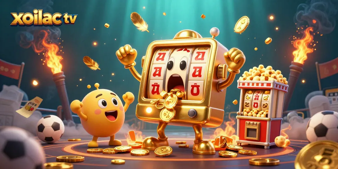 Experience thrilling plays on xoilac tv with a vibrant jackpot scene featuring a golden slot machine.