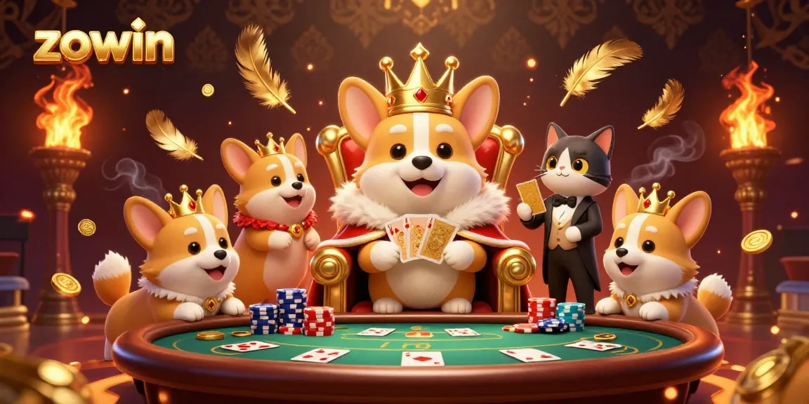 Zowin introduces a royal corgi on poker chips, evoking excitement in casino gaming.