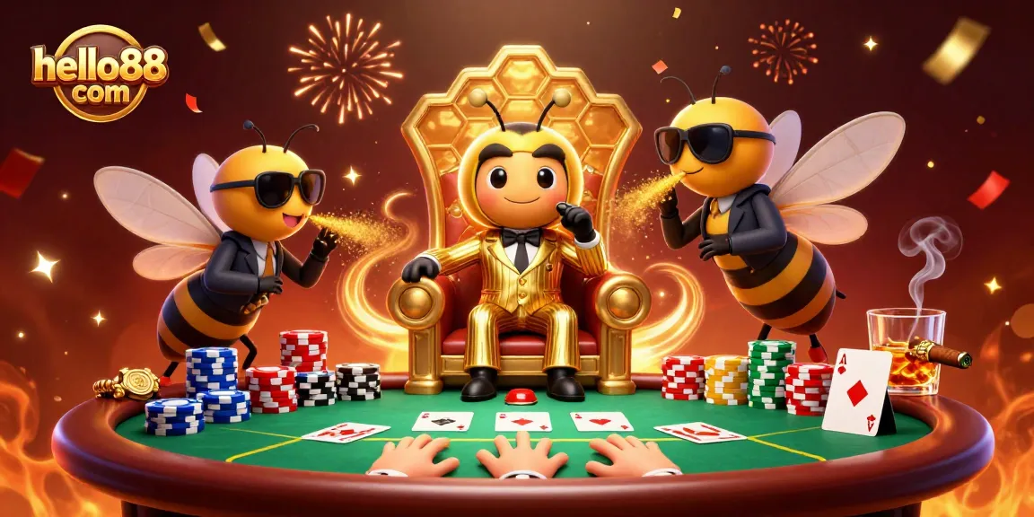 Engage with hello88 com features in this dynamic casino scene with a bumblebee mob boss.