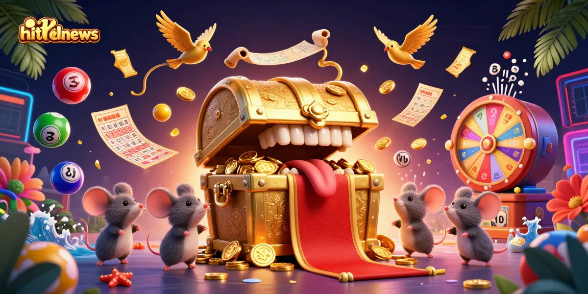 Engage with hitclubnews as adventure mice flock to a treasure chest amidst dynamic lottery elements and cash rain.
