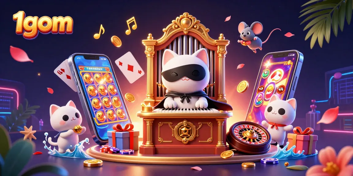 1gom showcases a captivating casino scene with a phantom white cat at an organ, highlighting thrilling gambling dynamics.
