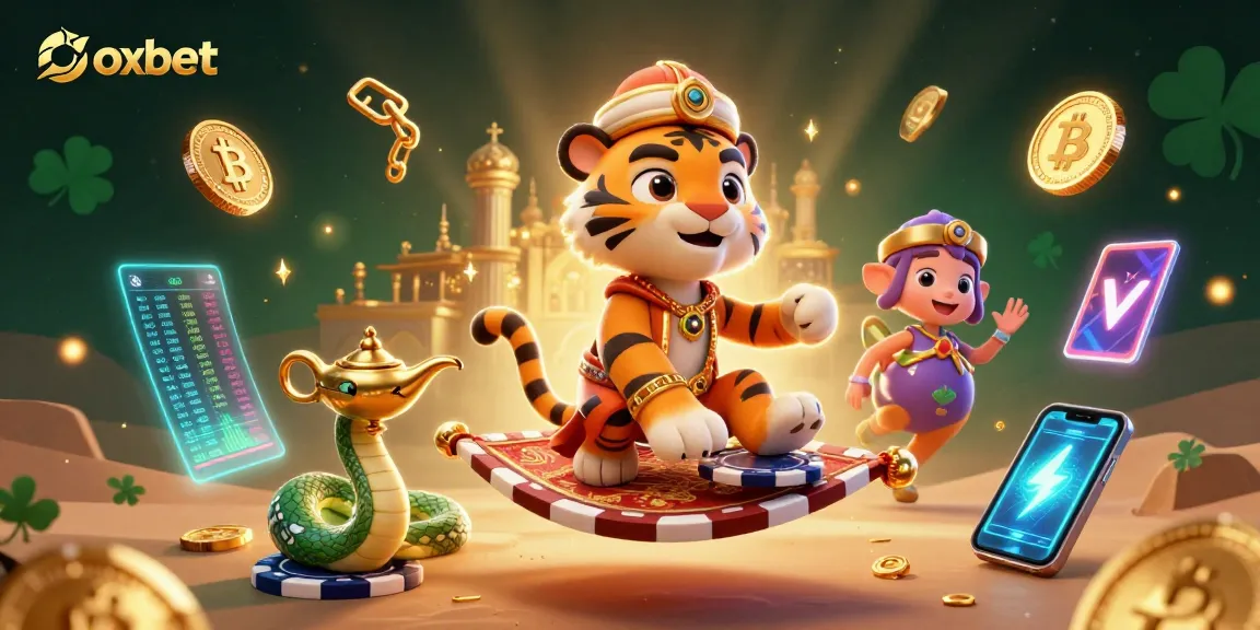 Join the action at Oxbet with a vibrant 3D illustration of casino magic and crypto excitement.
