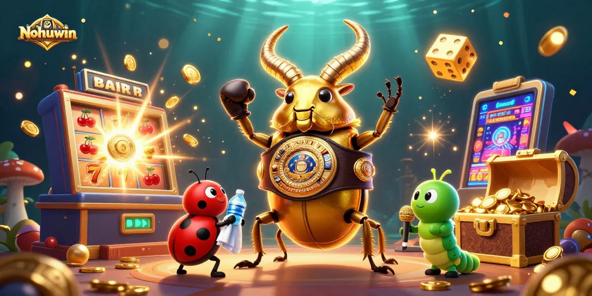 Nohuwin features vibrant gambling action with jackpot slots and lively characters in an engaging casino setting.