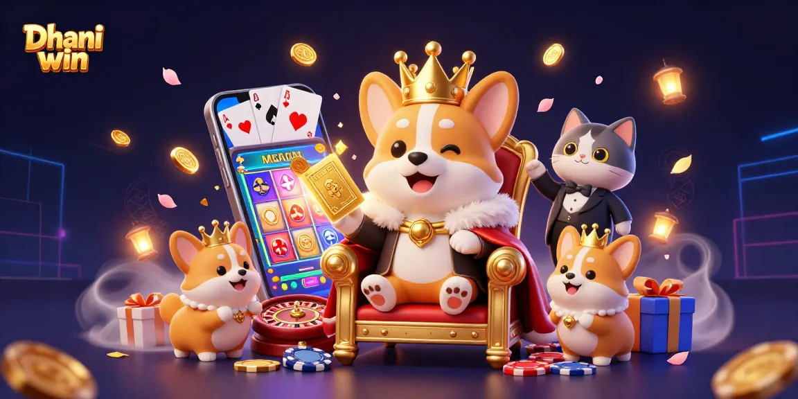 Dhani win offers an exciting gaming experience with luxurious 3D animations featuring royal gaming characters and casino elements.