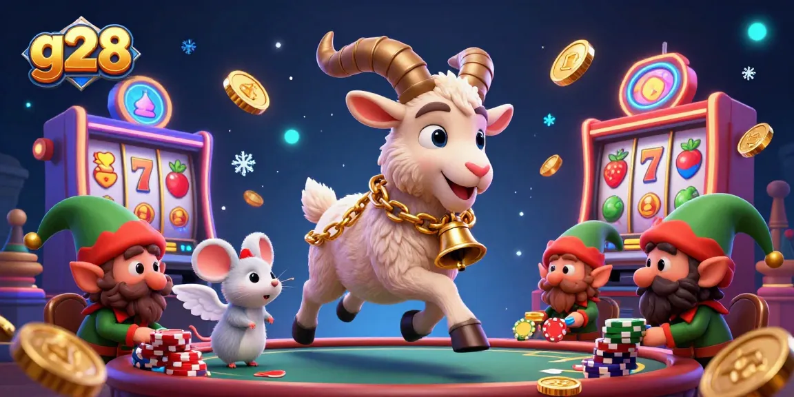 Enhance your g28 experience with vibrant casino action featuring characters stealing chips in a festive scene.