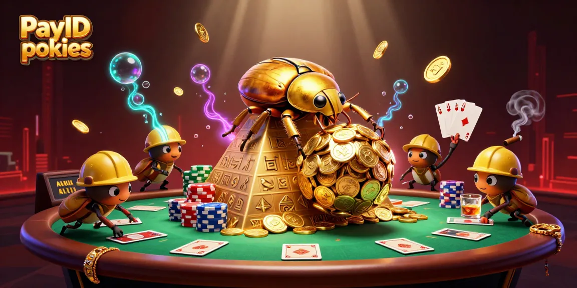 Engaging 3D illustration of PayID pokies with vibrant casino elements, showcasing exciting gameplay.