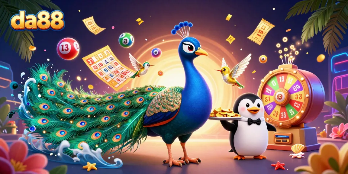 Experience the excitement of da88 with vibrant lottery balls and a dazzling 3D casino scene.