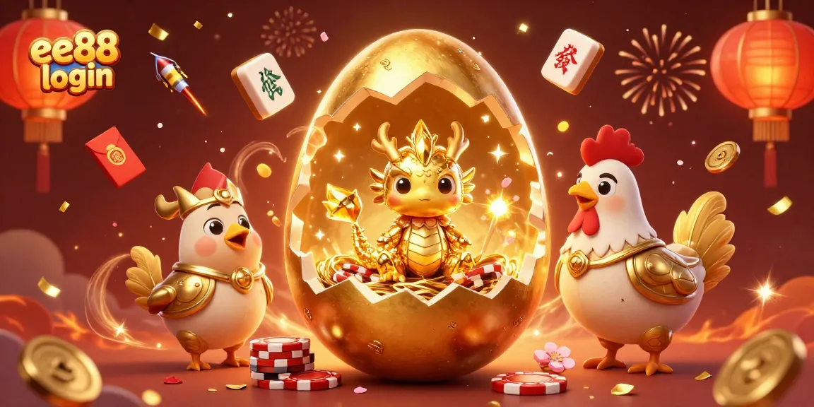 Bet on excitement with the vibrant ee88 login scene showcasing a golden dragon among poker chips.