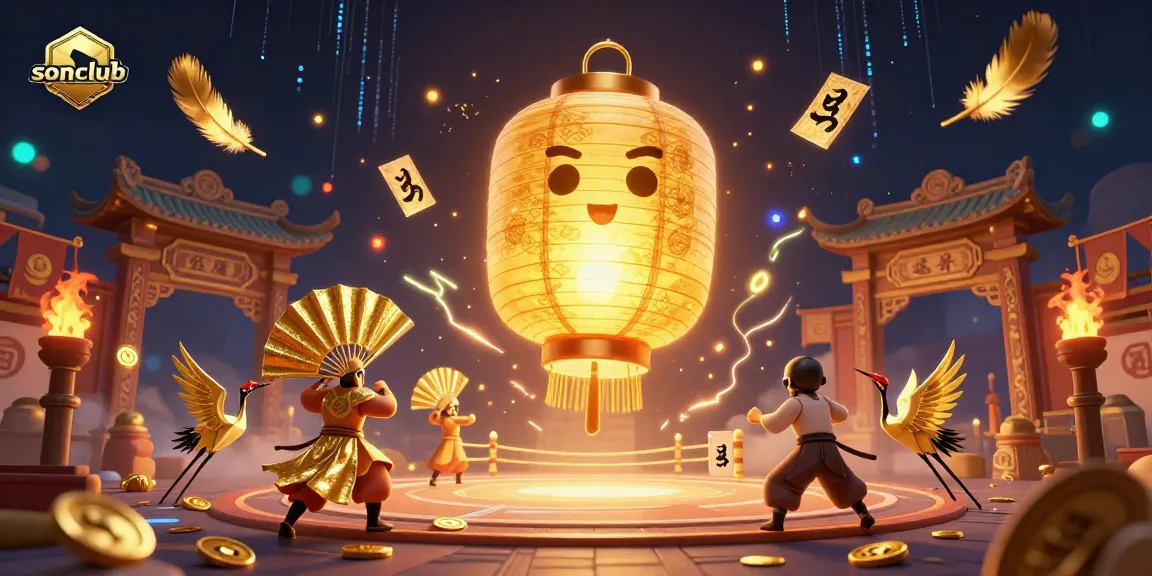 sonclub showcases winning strategies in a vibrant casino scene featuring golden characters and dynamic game elements.